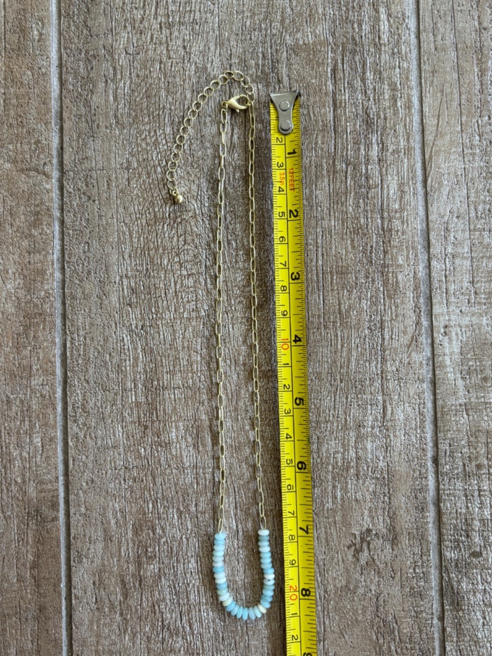 Aqua Bead Chain Necklace - Picture 4 of 5